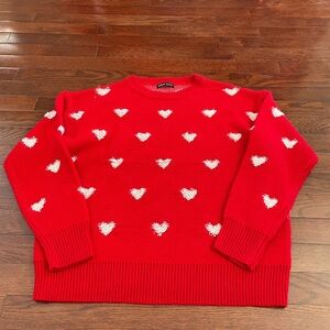Shein Women’s Red and White Heart patterned Sweater (size Small) ❤️